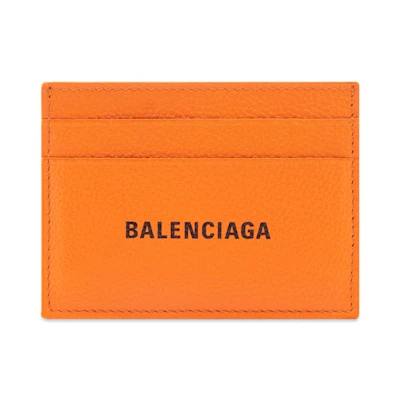 Balenciaga Logo (4 Card Slots 1 Bill Compartment) Card Holder Pop Orange/Black