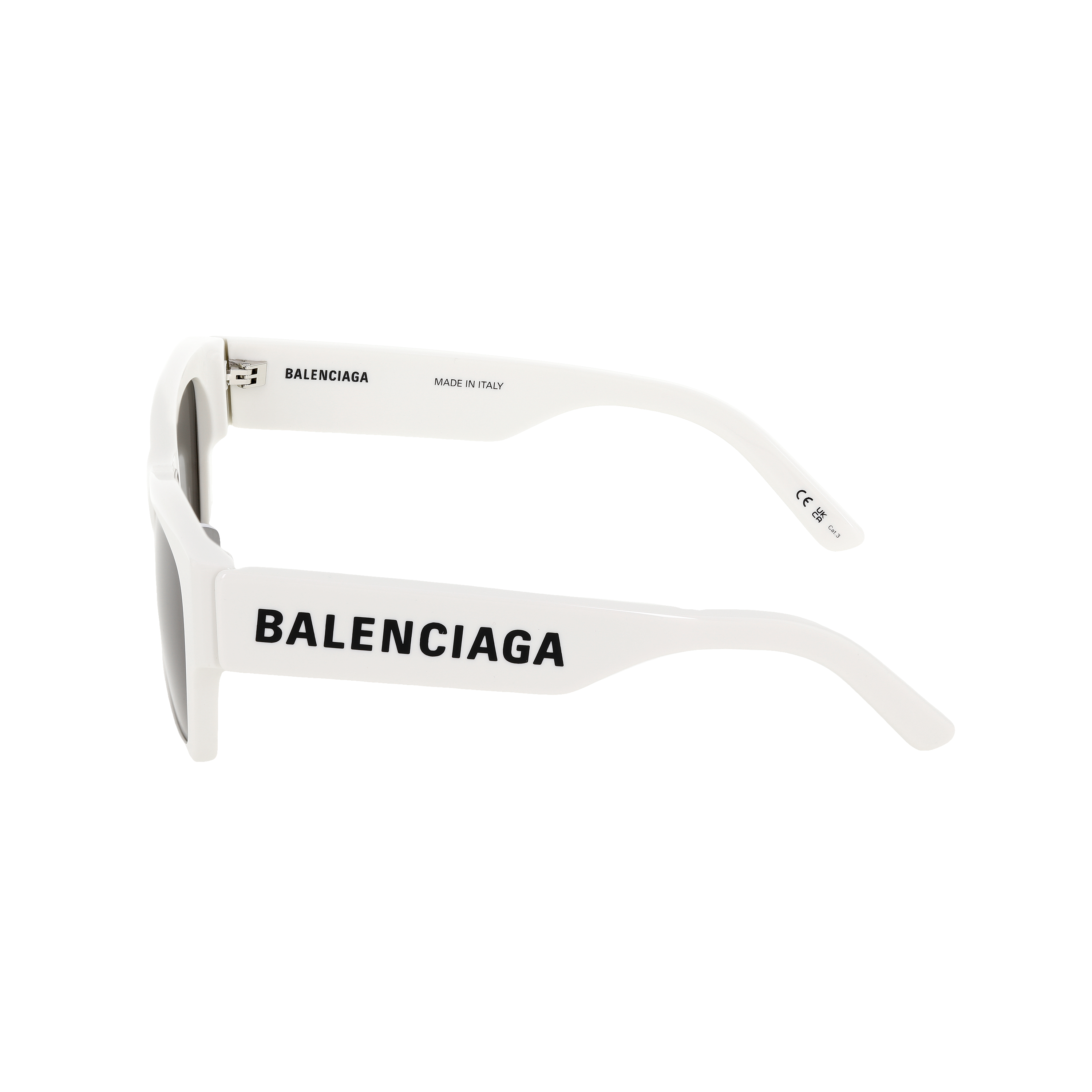 Shop Balenciaga 角度徽標白色太陽眼鏡 情侶款式 男女通用 BB0262SA-003