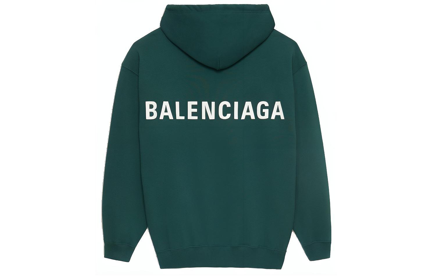Balenciaga Logo Back Print Green Hoodie Relaxed Fit 570811THV793230