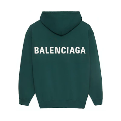 Balenciaga Logo Back Print Green Hoodie Relaxed Fit 570811THV793230