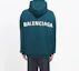 Shop Balenciaga Logo Back Print Green Hoodie Relaxed Fit 570811THV793230