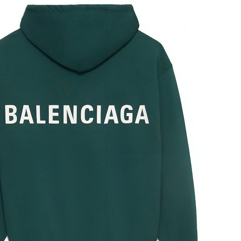 Cheap Balenciaga Logo Back Print Green Hoodie Relaxed Fit 570811THV793230