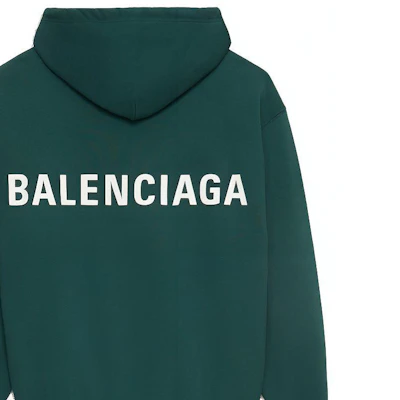 Balenciaga Logo Back Print Green Hoodie Relaxed Fit 570811THV793230 Cheap Balenciaga Logo Back Print Green Hoodie Relaxed Fit 570811THV793230