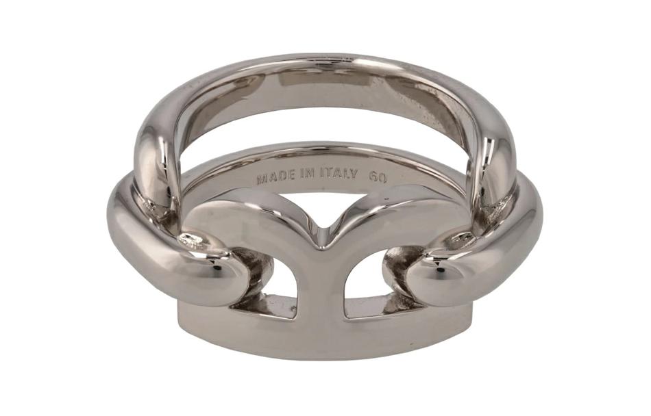 Balenciaga Logo Brass Ring Silver for Men 748177TZ99S0926