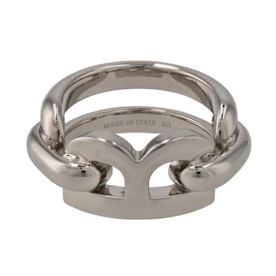 Balenciaga Logo Brass Ring Silver for Men 748177TZ99S0926