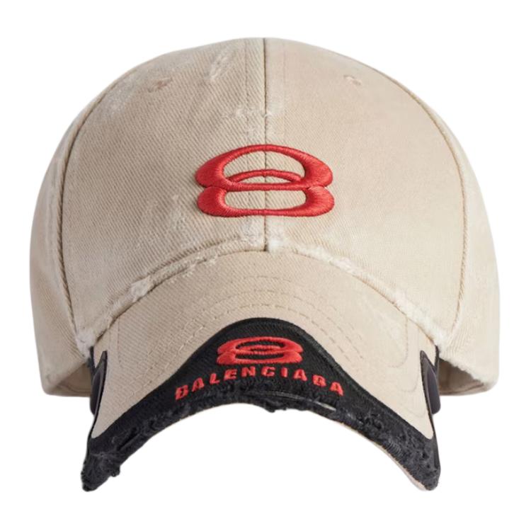 Balenciaga Logo Cap Beige Men Cotton Polyester Baseball Hat. 808790410B22874