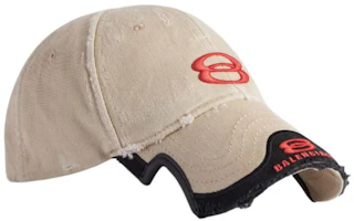 Lookbook Balenciaga Logo Cap Beige Men Cotton Polyester Baseball Hat. 808790410B22874