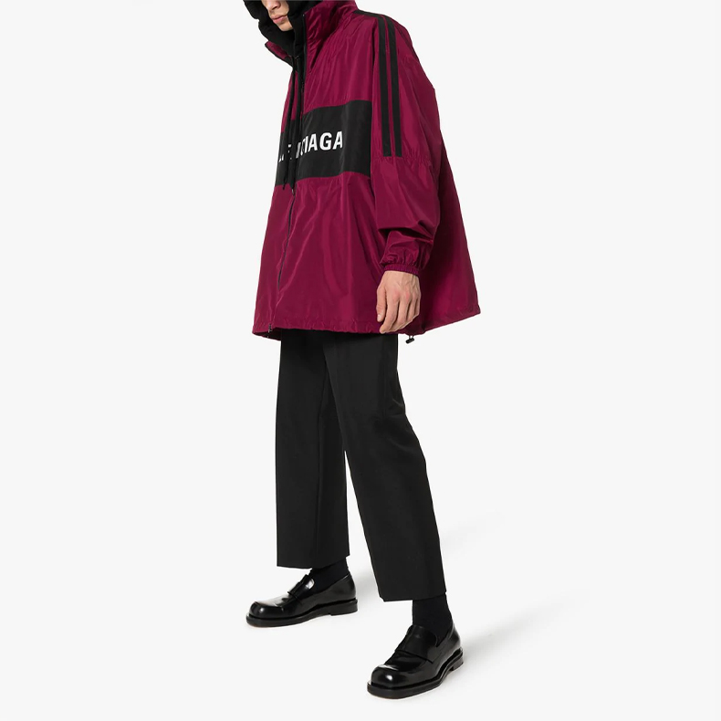 Purchase Balenciaga Jaket Track Pria Logo Colorblock Warna Merah Tua - Fit Santai 534317TYD365061