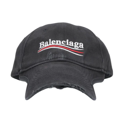Balenciaga Logo Cotton Baseball Cap Black 766861410B21077