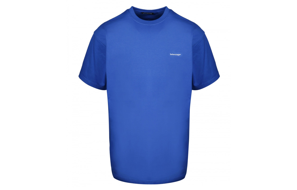 Balenciaga Logo Crew Neck T-Shirt Regular Fit Blue. 556150TBV438077