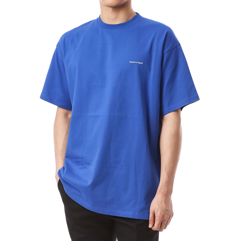 Balenciaga Logo Crew Neck T-Shirt Regular Fit Blue. 556150TBV438077 圖 5