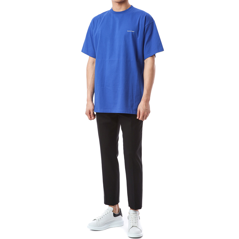 Balenciaga Logo Crew Neck T-Shirt Regular Fit Blue. 556150TBV438077 圖 8
