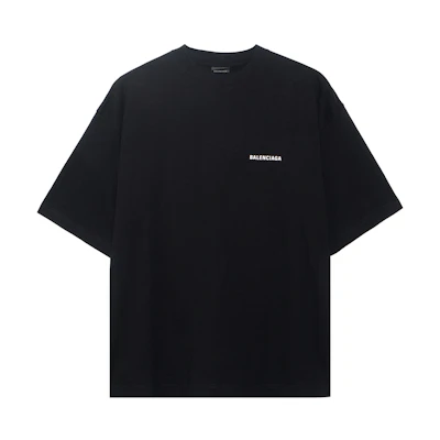 Balenciaga Logo Crewneck Regular Fit T-Shirt Black 612966TMVF41070