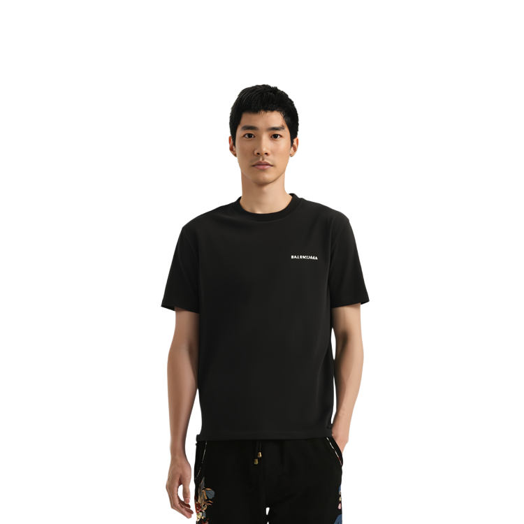 Purchase Balenciaga 標誌常規版型黑色T恤 612966TMVF41070