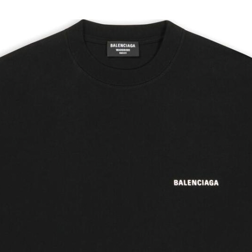 Sizing Balenciaga 標誌常規版型黑色T恤 612966TMVF41070
