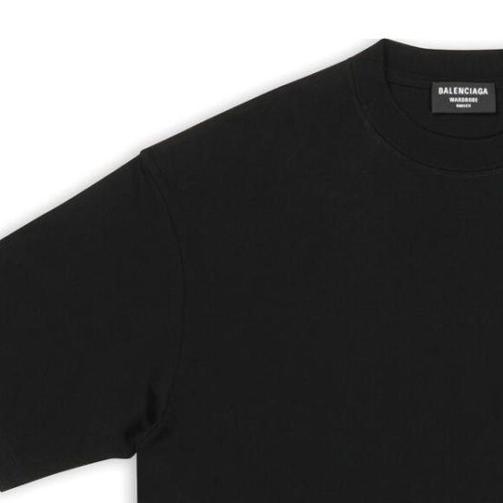 Cheap Balenciaga 標誌常規版型黑色T恤 612966TMVF41070