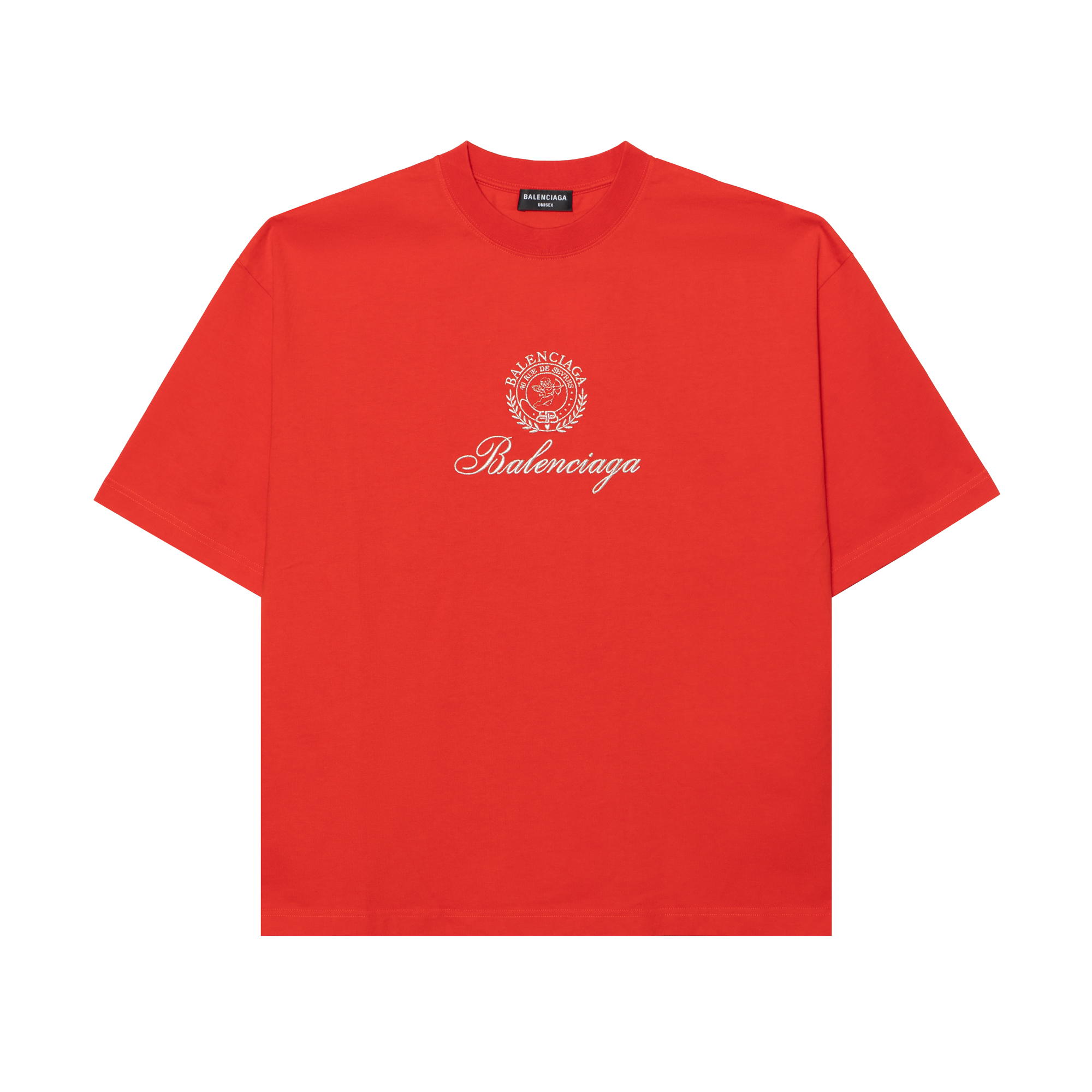 Balenciaga Logo Crewneck Short Sleeve Tee FW22 Red Oversized Fit  Shirt 612966TMVL46971