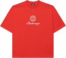 Balenciaga Logo Crewneck Short Sleeve Tee FW22 Red Oversized Fit Shirt 612966TMVL46971 Balenciaga Logo Crewneck Short Sleeve Tee FW22 Red Oversized Fit Shirt 612966TMVL46971