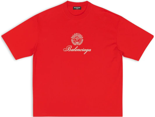 Balenciaga Kaos Santai Logo Merah Oversized Lengan Pendek FW22. 612966TMVL46971 Order Balenciaga Kaos Santai Logo Merah Oversized Lengan Pendek FW22. 612966TMVL46971