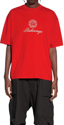 Balenciaga Kaos Santai Logo Merah Oversized Lengan Pendek FW22. 612966TMVL46971 Lookbook Balenciaga Kaos Santai Logo Merah Oversized Lengan Pendek FW22. 612966TMVL46971
