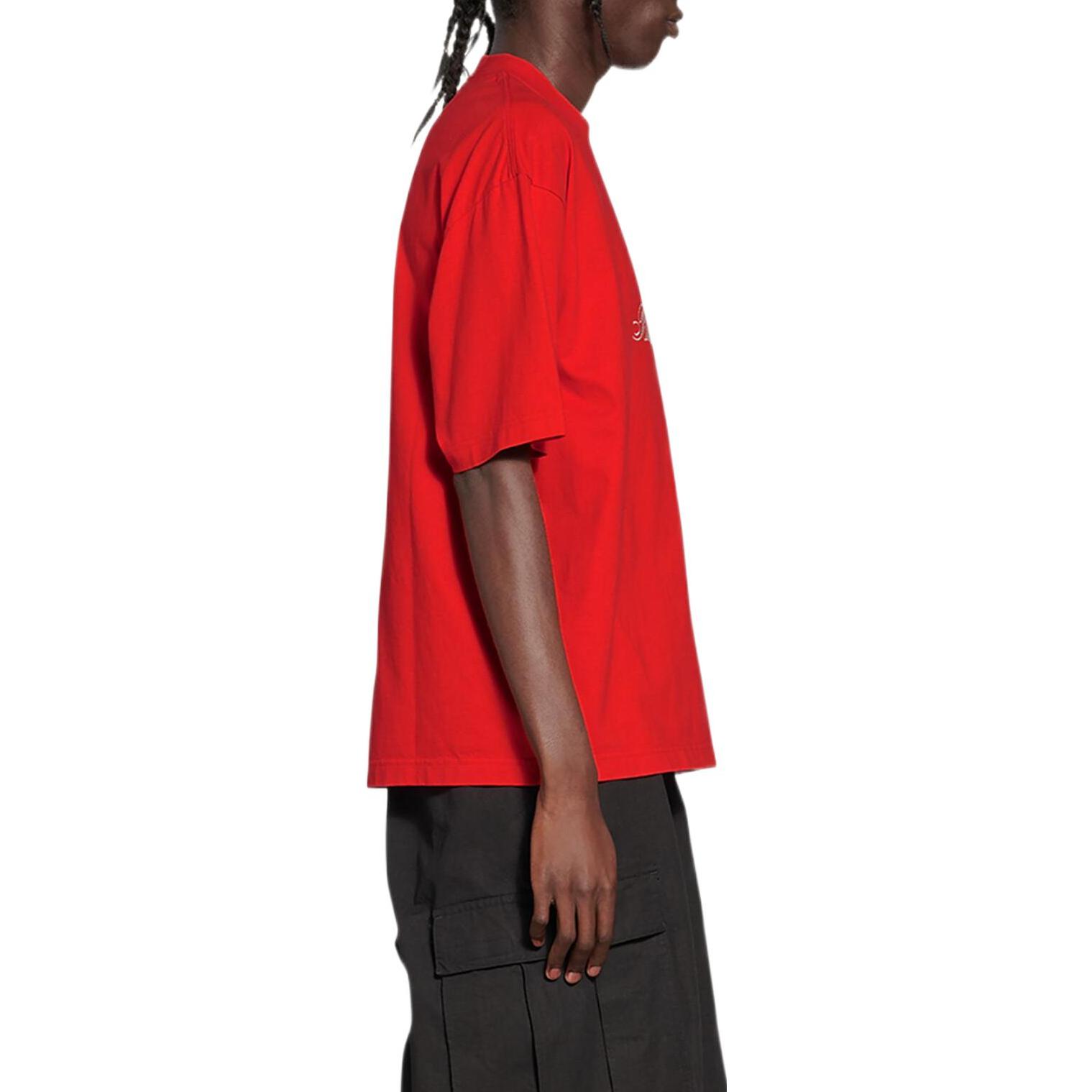 Purchase Balenciaga Kaos Santai Logo Merah Oversized Lengan Pendek FW22. 612966TMVL46971