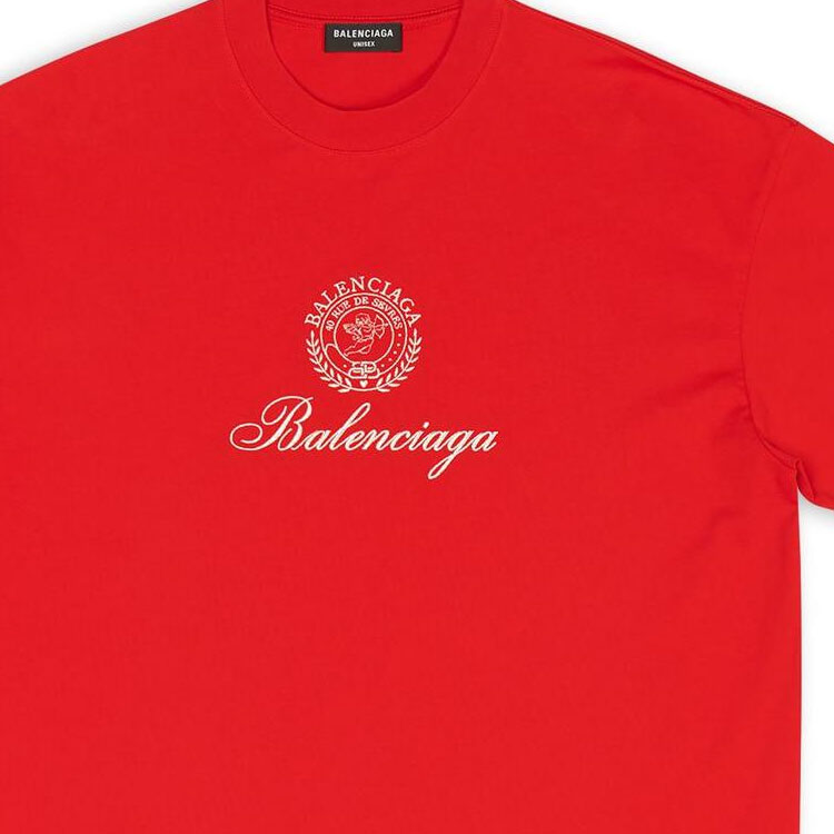 Sizing Balenciaga Kaos Santai Logo Merah Oversized Lengan Pendek FW22. 612966TMVL46971