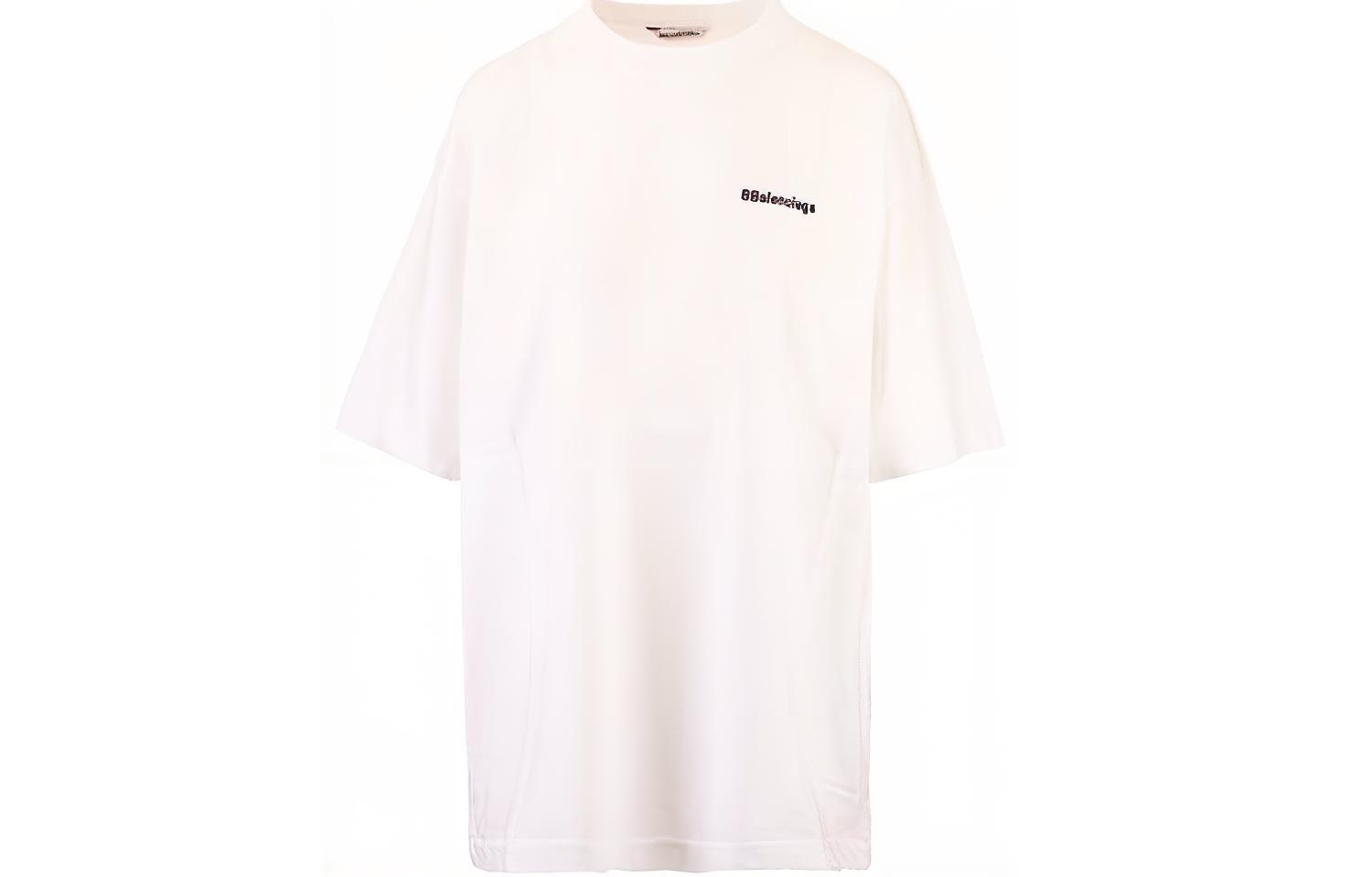 Balenciaga Logo Crewneck T-Shirt Oversized Fit White - . 641655TJV879040