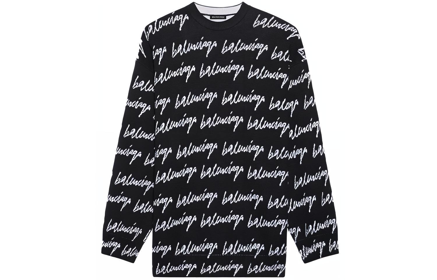 Balenciaga Logo Crewneck Wool Sweater Black 625984T31841070