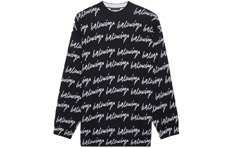 Order Balenciaga 羊毛標誌圓領毛衣 黑色 625984T31841070