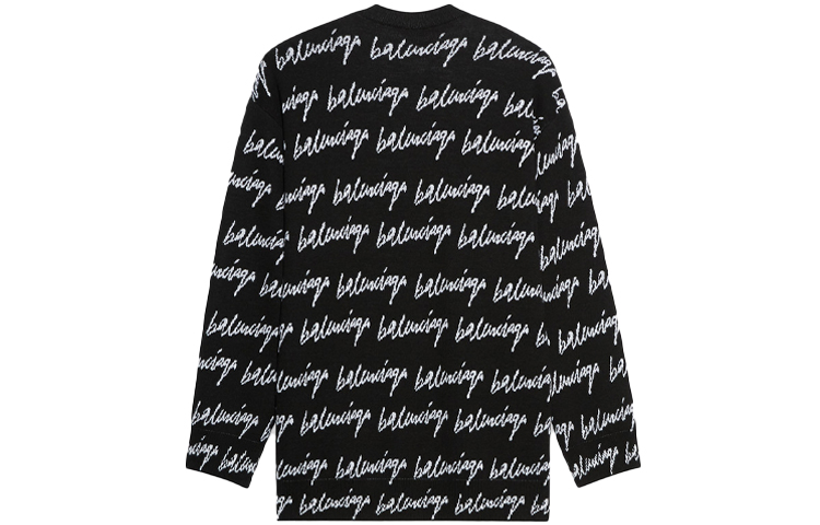 Lookbook Balenciaga 羊毛標誌圓領毛衣 黑色 625984T31841070