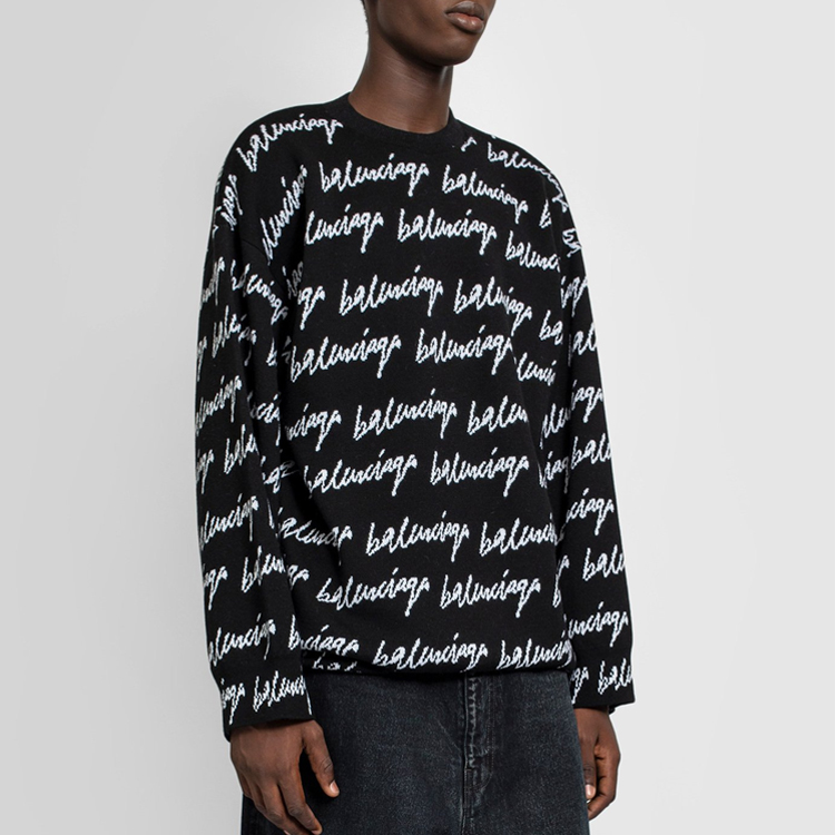 Details for Balenciaga 羊毛標誌圓領毛衣 黑色 625984T31841070