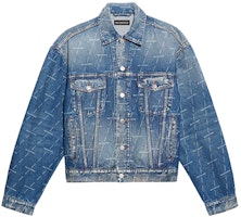 Balenciaga Logo Denim Blue Single-Breasted Jacket 620731TJW532340 Balenciaga Logo Denim Blue Single-Breasted Jacket 620731TJW532340