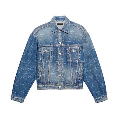 Balenciaga Logo Denim Blue Single-Breasted Jacket 620731TJW532340