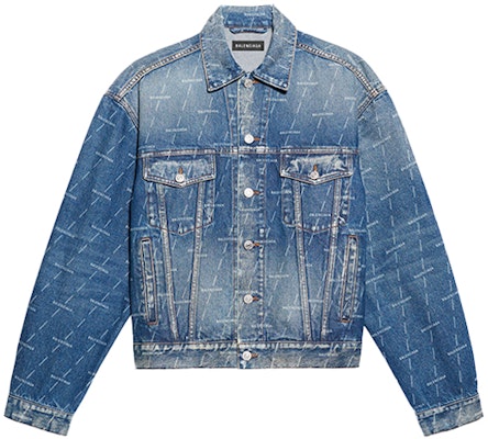 Balenciaga Logo Denim Blue Single-Breasted Jacket 620731TJW532340 Order Balenciaga Logo Denim Blue Single-Breasted Jacket 620731TJW532340