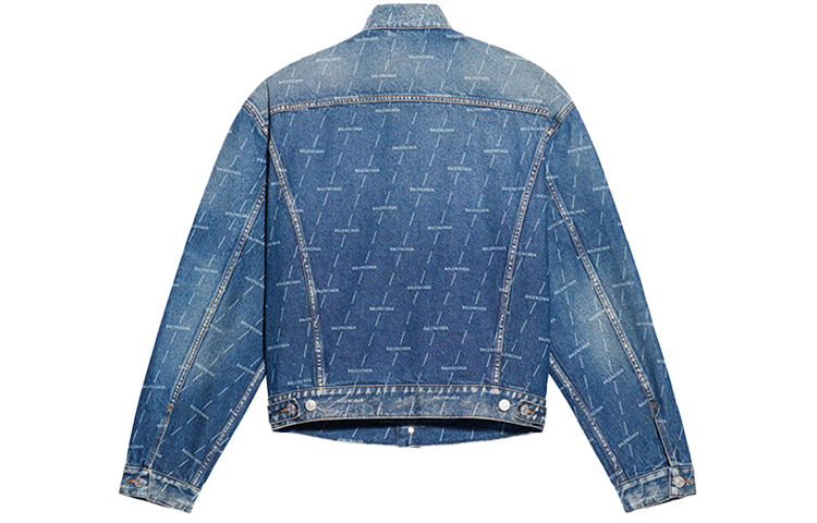 Lookbook Balenciaga Logo Denim Blue Single-Breasted Jacket 620731TJW532340