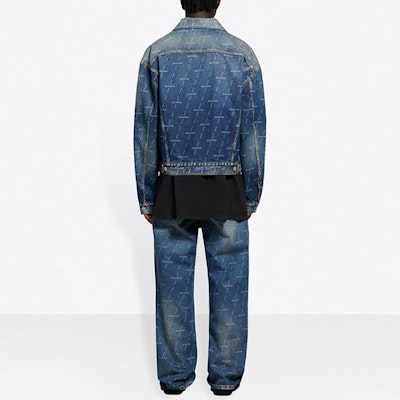 Balenciaga Logo Denim Blue Single-Breasted Jacket 620731TJW532340 Shop Balenciaga Logo Denim Blue Single-Breasted Jacket 620731TJW532340