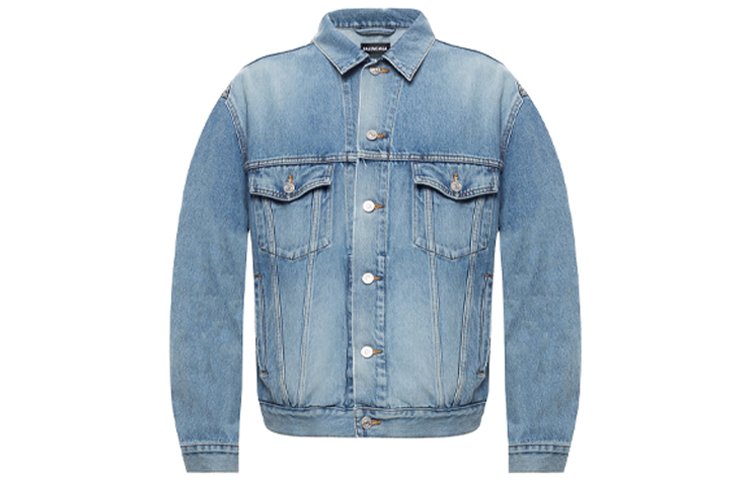 Balenciaga Logo Denim Jacket Blue 557351TDW144065