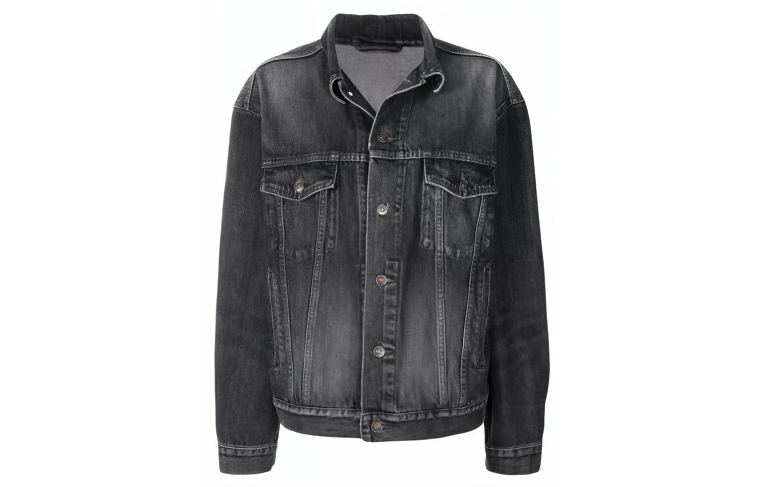 Balenciaga Logo Denim Jacket Unisex Gray Black 519953TXE067767