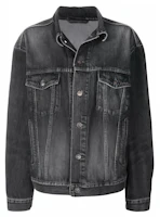 Balenciaga Logo Denim Jacket Unisex Gray Black 519953TXE067767 Balenciaga Logo Denim Jacket Unisex Gray Black 519953TXE067767
