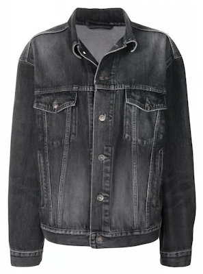 Balenciaga Logo Denim Jacket Unisex Gray Black 519953TXE067767 Buy Balenciaga Logo Denim Jacket Unisex Gray Black 519953TXE067767