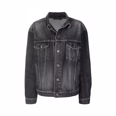 Balenciaga Logo Denim Jacket Unisex Gray Black 519953TXE067767