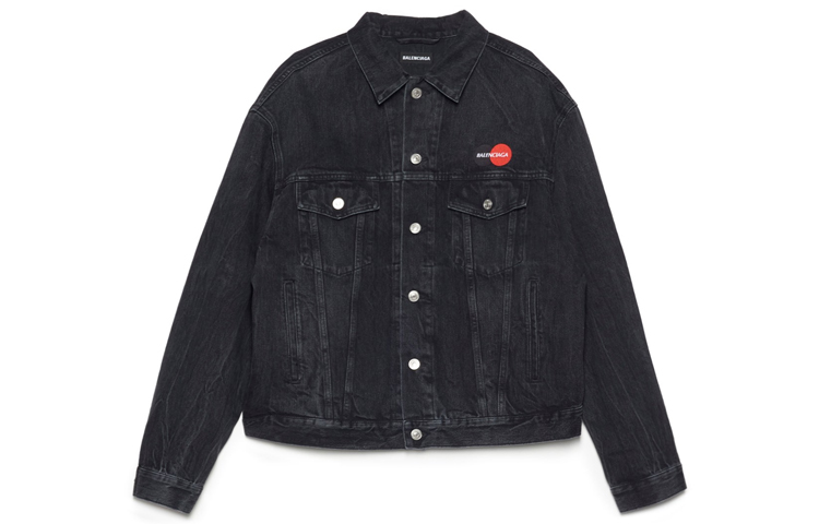 Balenciaga Logo Denim Jacket Washed Black 620730TBP473366