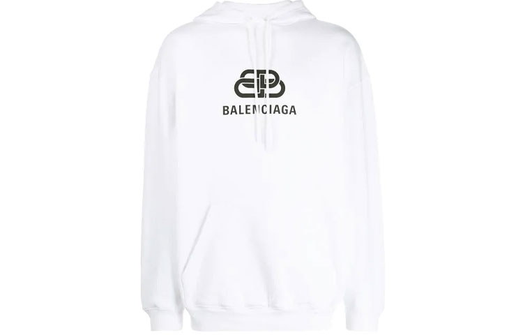 Balenciaga Logo Drawstring Hoodie Unisex White 578138TVE199044