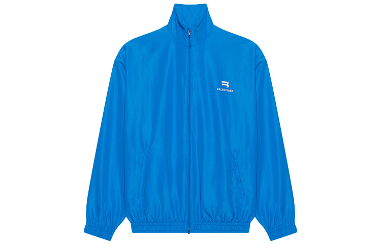 Balenciaga Logo Embroidered Blue Jacket Regular Fit Long Sleeve 658877TKO484210
