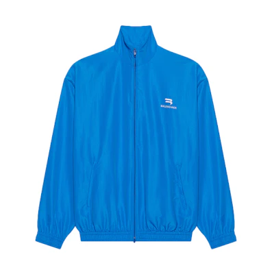 Balenciaga Logo Embroidered Blue Jacket Regular Fit Long Sleeve 658877TKO484210