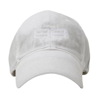 Balenciaga Logo Embroidered Cotton Baseball Cap Grey White. 704105415B39100