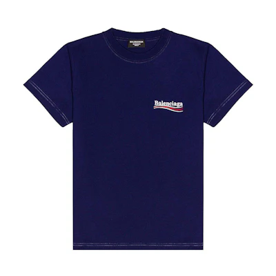 Balenciaga Logo Embroidered Crewneck SS22 Unisex Regular Fit T-Shirt Blue 620967TKVJ11195