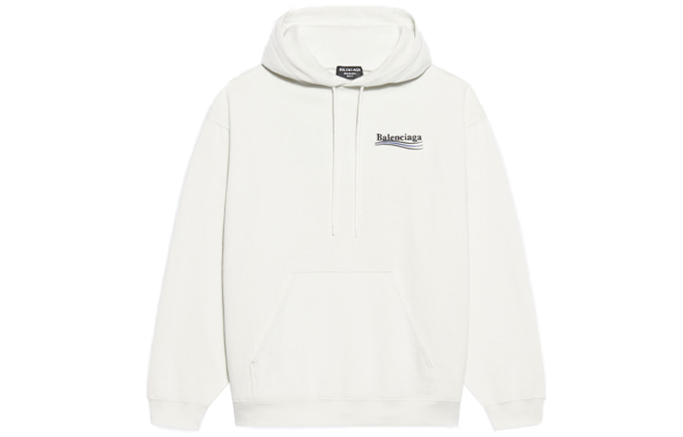 Balenciaga Logo Embroidered Hoodie White Fashionable Sweatshirt. 600583TKVI99084
