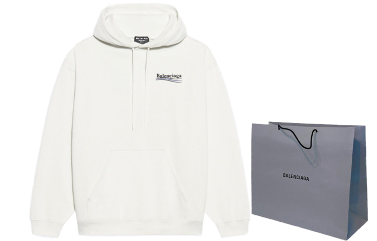 Balenciaga Logo Embroidered Hoodie White Fashionable Sweatshirt. 600583TKVI99084 圖 4