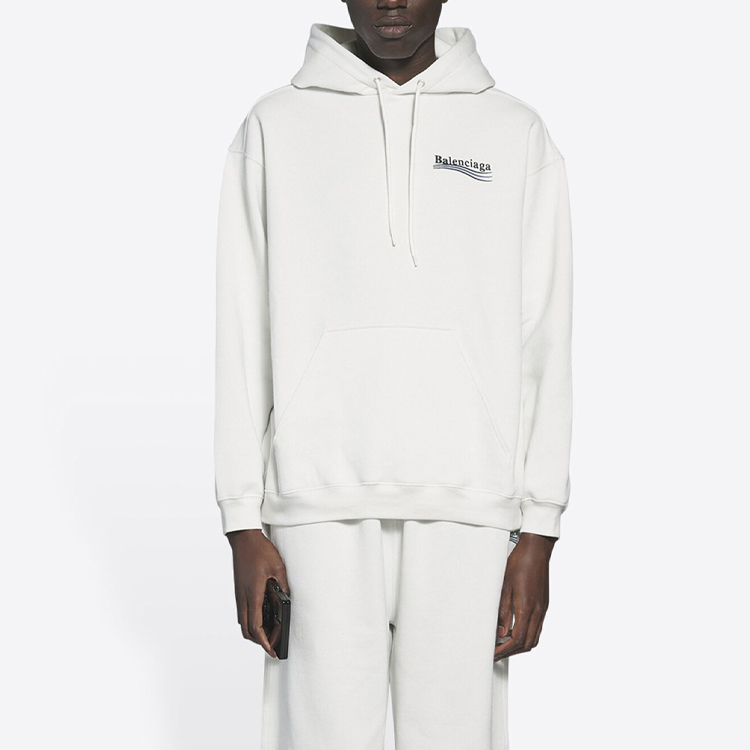 Balenciaga Logo Embroidered Hoodie White Fashionable Sweatshirt. 600583TKVI99084 圖 7